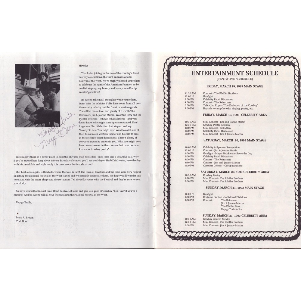 1993 Festival of the West Program SIGNED x20 Lee Aaker Will Hutchins Rin Tin Tin - Picture 3 of 13